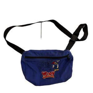 Vintage Universal Woody Woodpecker Fanny Pack Zip Bag Pouch Blue Belt
